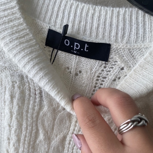 NWT - O.P.T. White knit sweater - size med - Picture 10 of 10